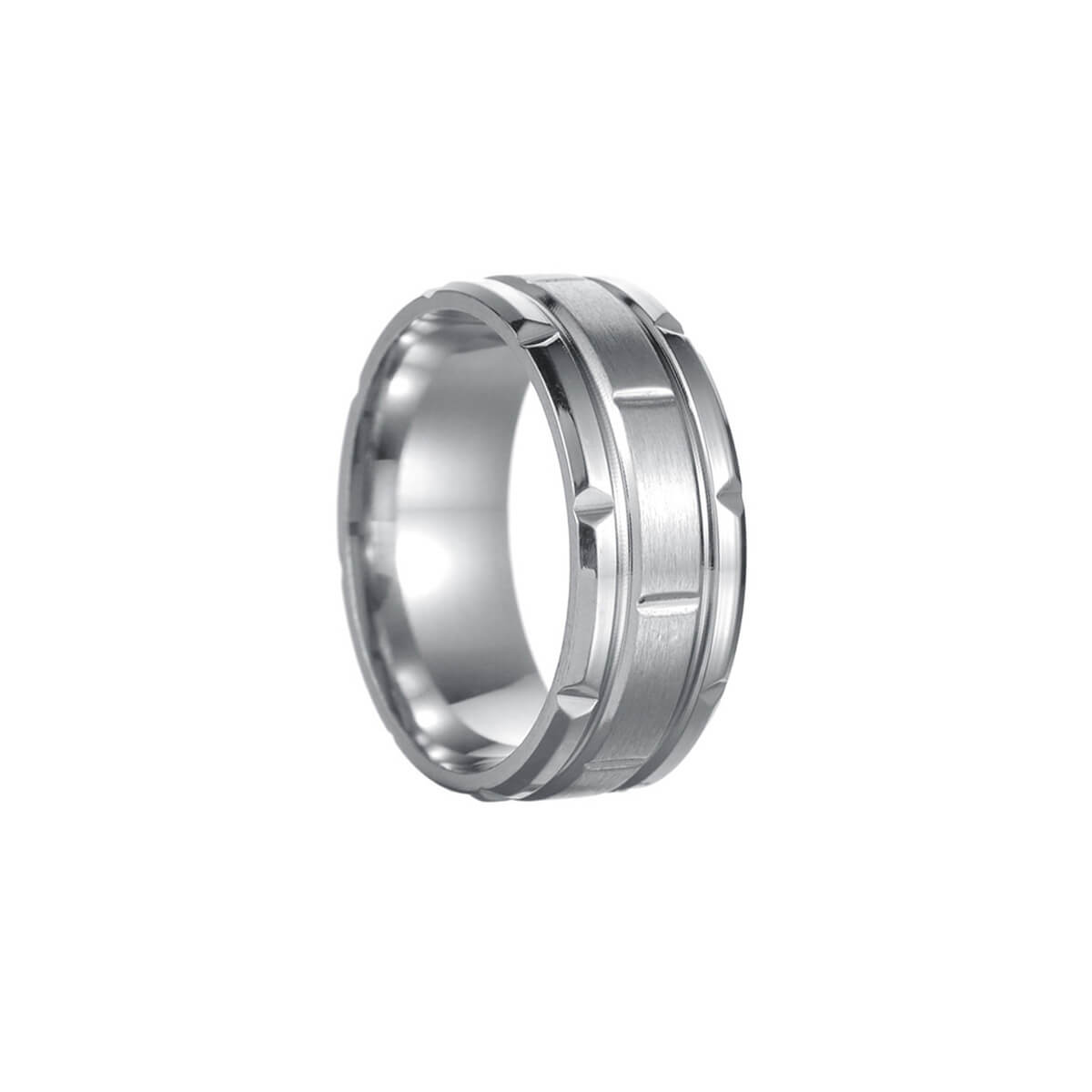 Textured steel ring 8mm steel (steel 316L)