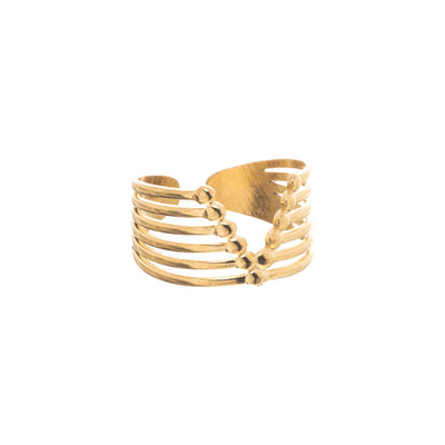 Six-stripe ring with V-opening (steel 316L)