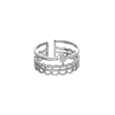 Three row crown ring (steel 316L)