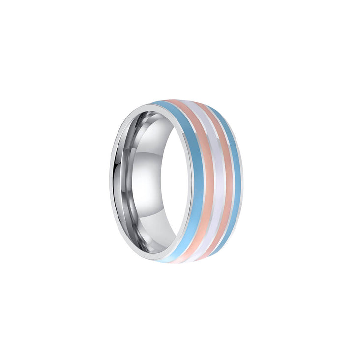 Pride-ring randig stålring 8mm (stål 316L)