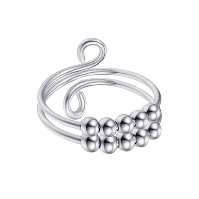 Rotating graceful pearls antistress ring with two threads (Steel 316L)