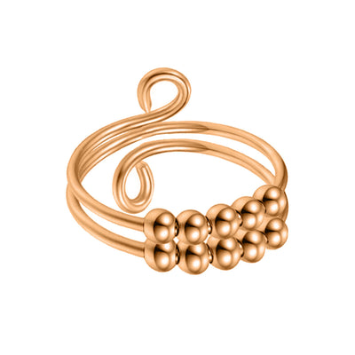 Rotating graceful pearls antistress ring with two threads (Steel 316L)
