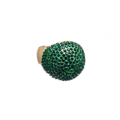 Impressive glass stone ring gold (flexible one size fits all)