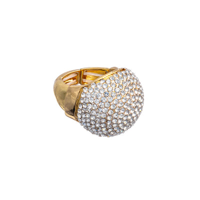 Impressive glass stone ring gold (flexible one size fits all)