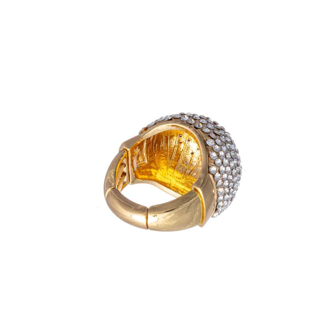 Impressive glass stone ring gold (flexible one size fits all)