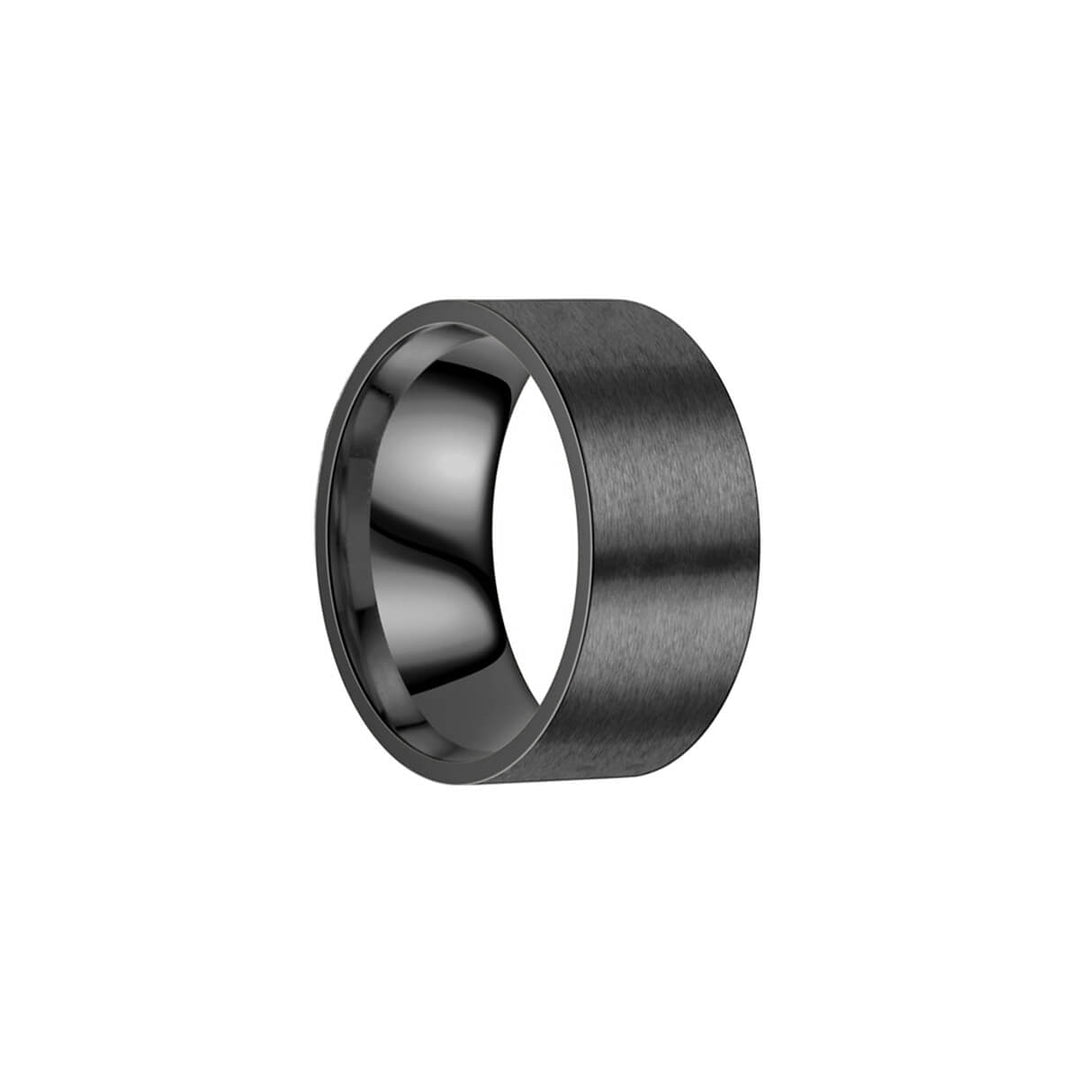 Bred ring av borstat stål svart platt ring 10mm