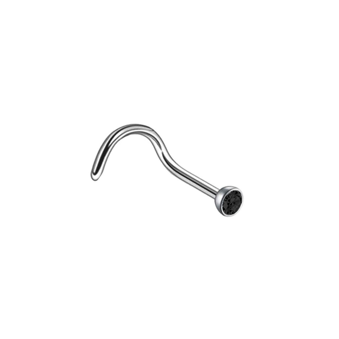 Spiral nose ring with coloured stone 0.8mm (Steel 316L)