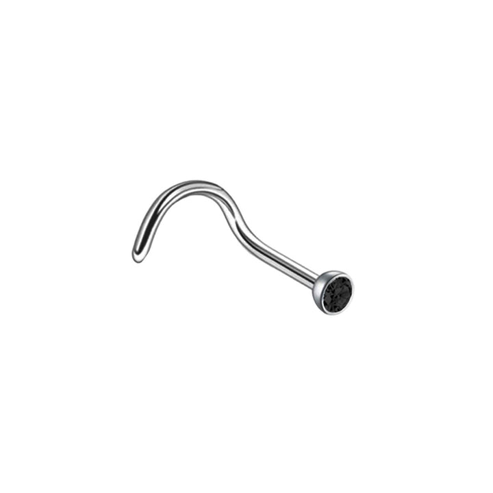 Spiral nose ring with coloured stone 0.8mm (Steel 316L)