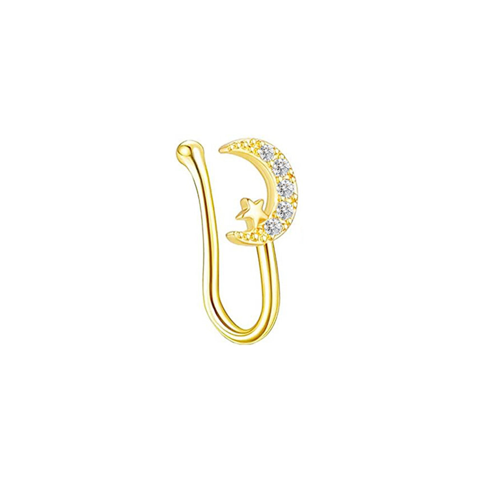 Feikki nose ring with zirconia moon and star