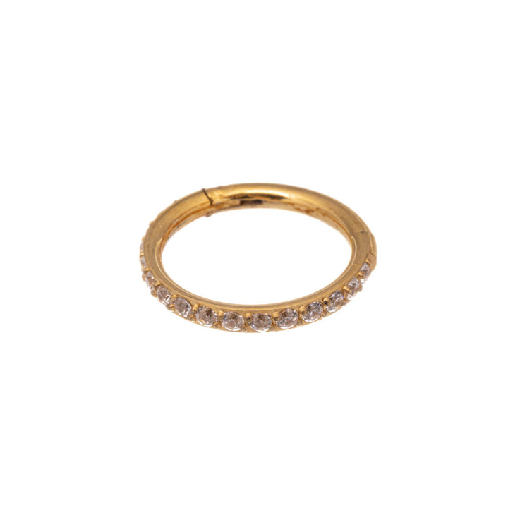 Gold plated hinged segment ring clicker pebbled 1.2mm (steel 316L)