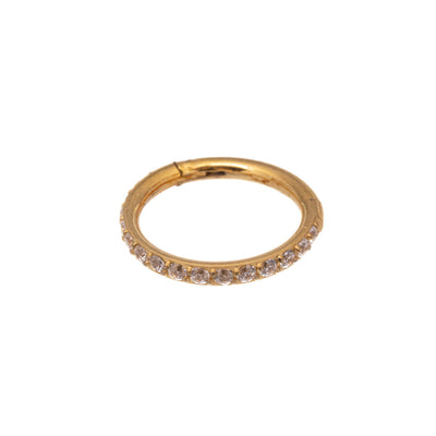 Gold plated hinged segment ring clicker pebbled 1.2mm (steel 316L)