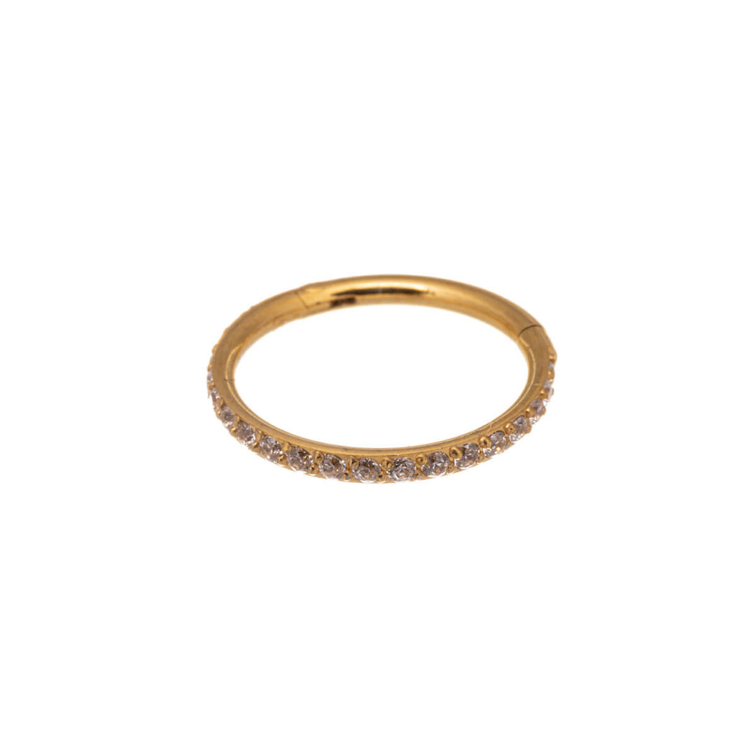 Gold plated hinged segment ring clicker pebbled 1.2mm (steel 316L)