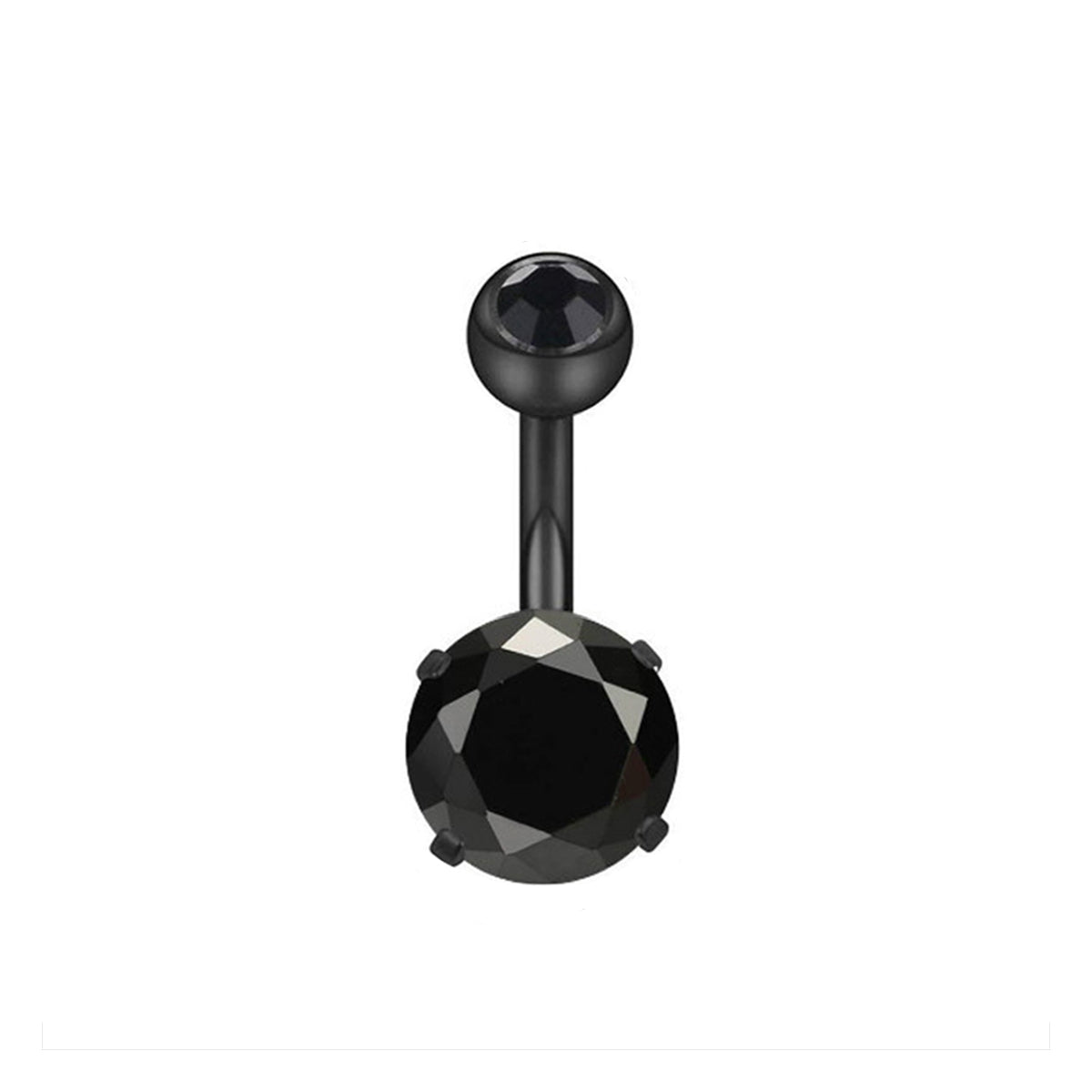 Sten zirkonia svart knappörhänge 1,6 x 10mm (Stål 316L)