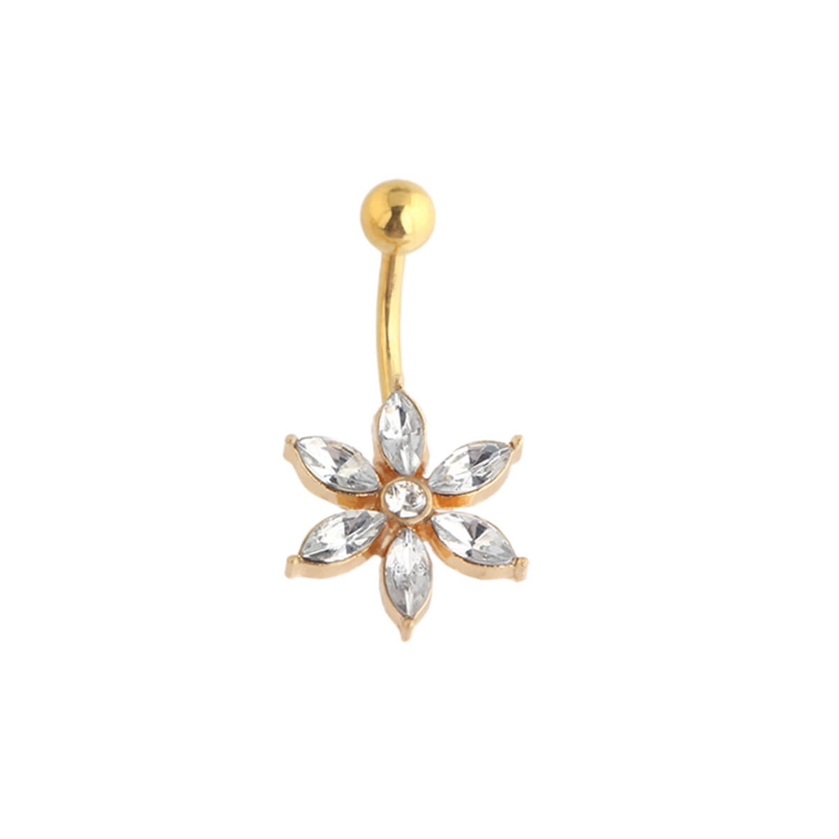 Glittering flower button earring (Steel 316L)