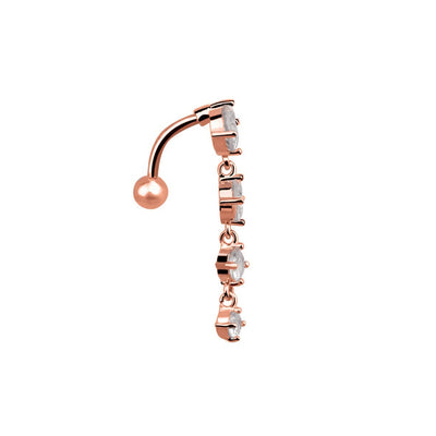 Top hanging zirconia button earring (steel 316L)