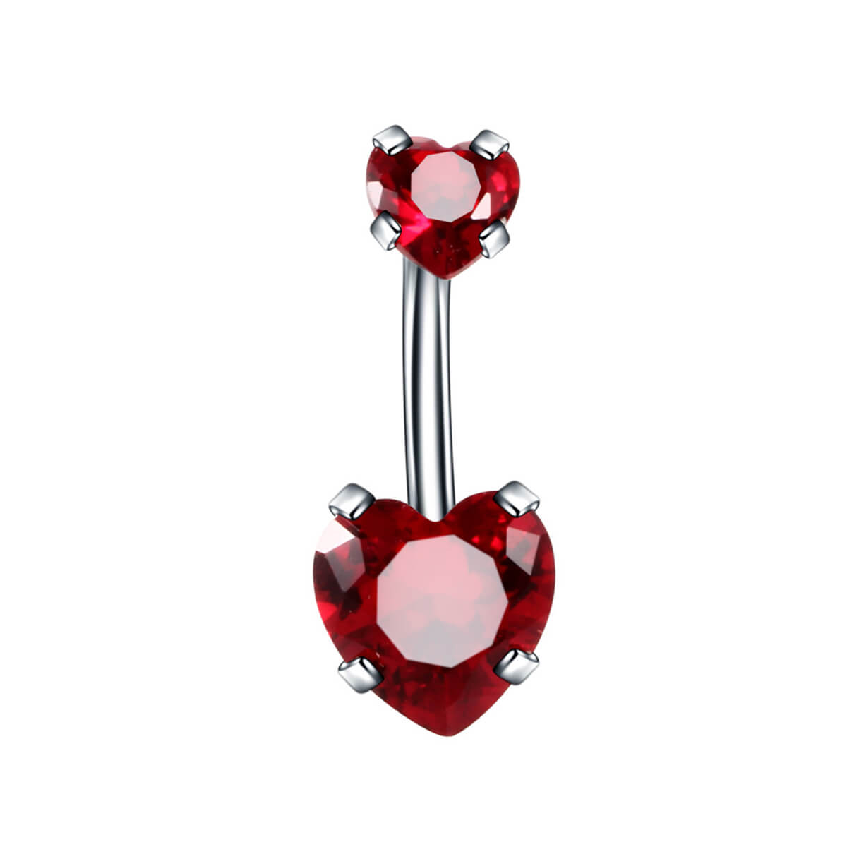 Heart zirconia button chain (Steel 316L)