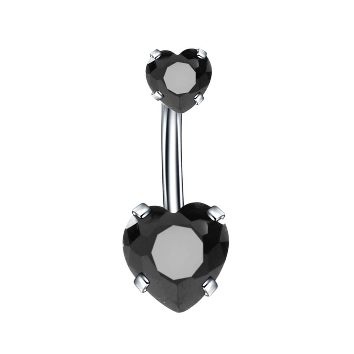 Heart zirconia button chain (Steel 316L)
