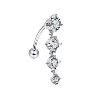 Four cubic zirconia stones on a button earring (Steel 316L)