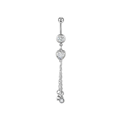Hanging Heart Zirconia Pole Jewelry (Surgical Steel 316L)