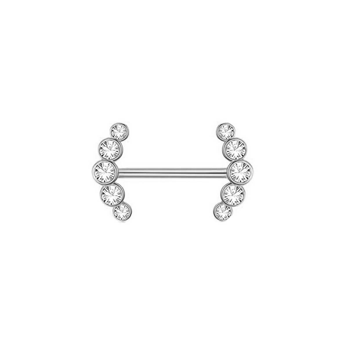Curved glass stones nipple bracelet (steel 316L)