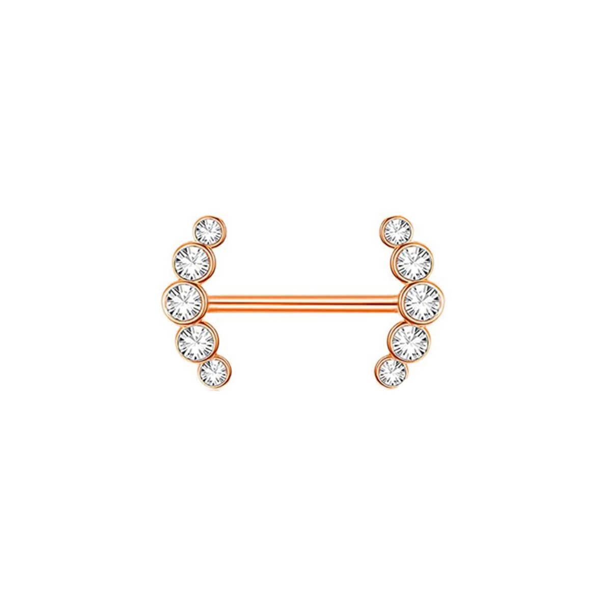 Curved glass stones nipple bracelet (steel 316L)