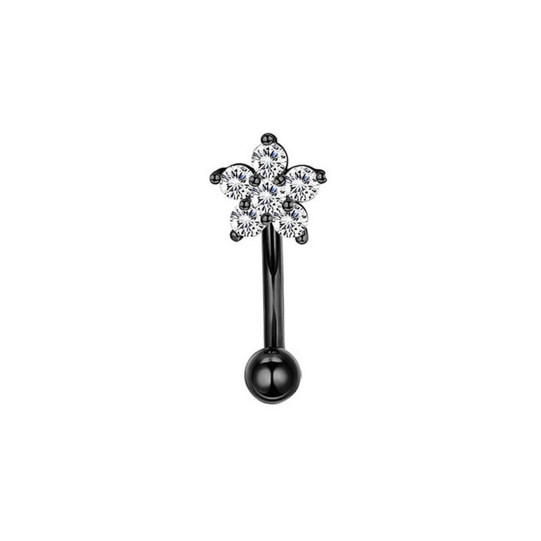 Zirconia flower earring 1.2mm x 7mm (steel 316L)