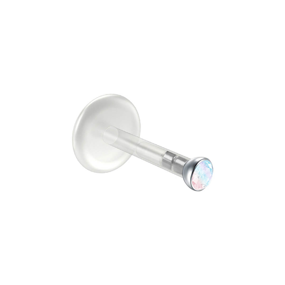 Muovinen labret kivellinen huulikoru 1.2mm 8mm (bioplastic)