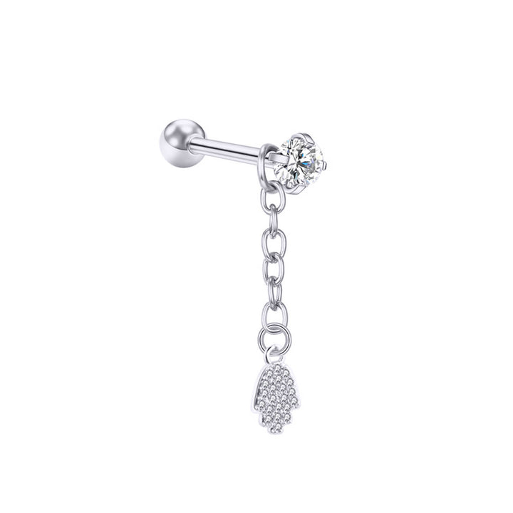 Hanging hamsa hand with zirconia bracelet 1.2mm (Steel 316L)