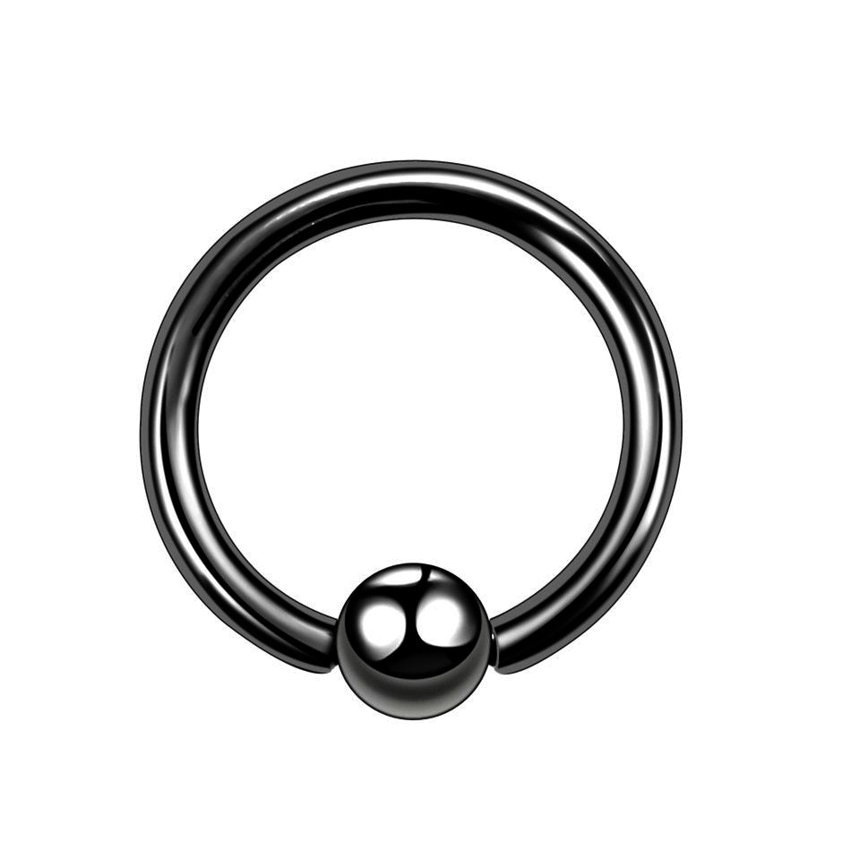 Sfärisk piercingring svart 1,2 mm (stål 316L)