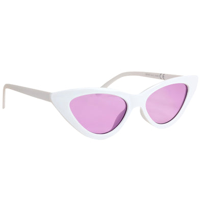 Cat -like white sunglasses colored lens