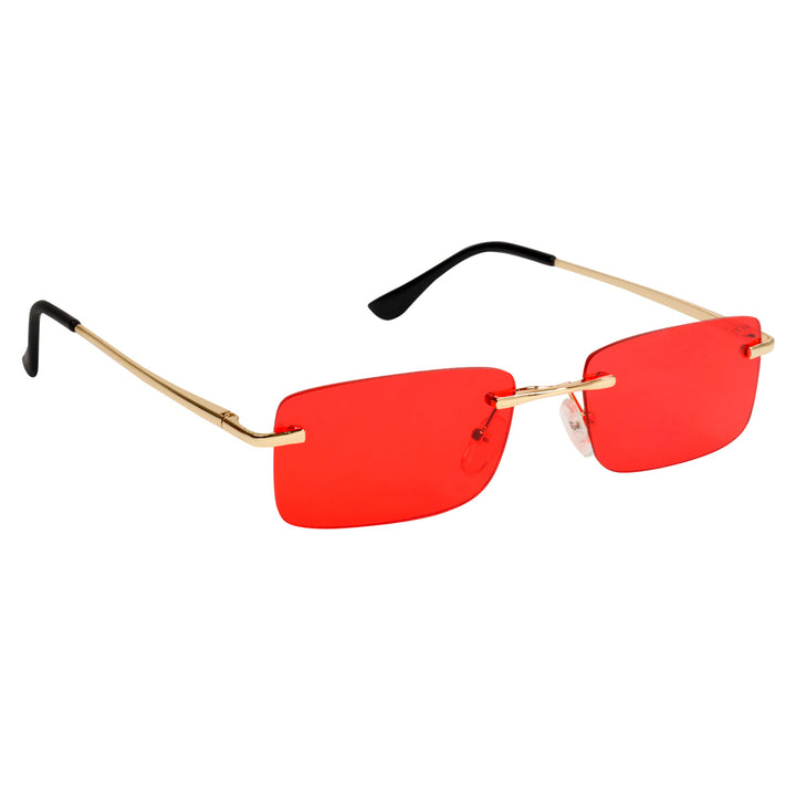 Low rectangular sunglasses without frames