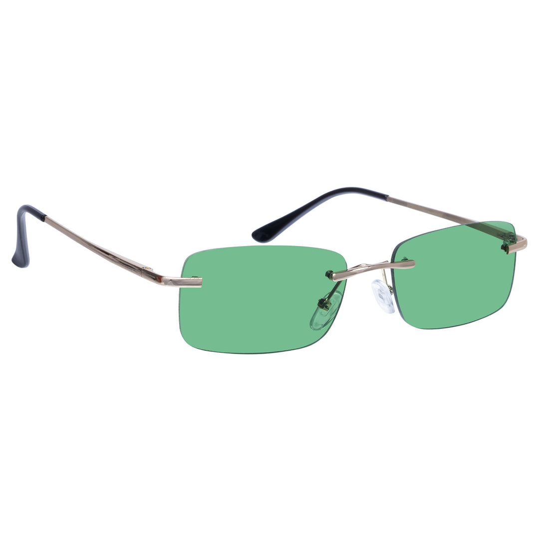 Low rectangular sunglasses without frames