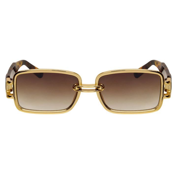 Rectangular sunglasses with metallic shine frames