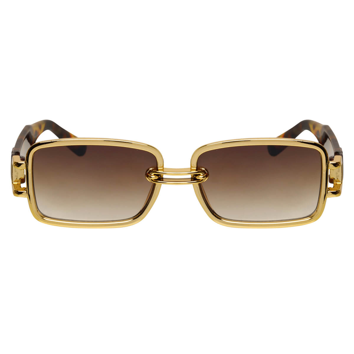 Rectangular sunglasses with metallic shine frames