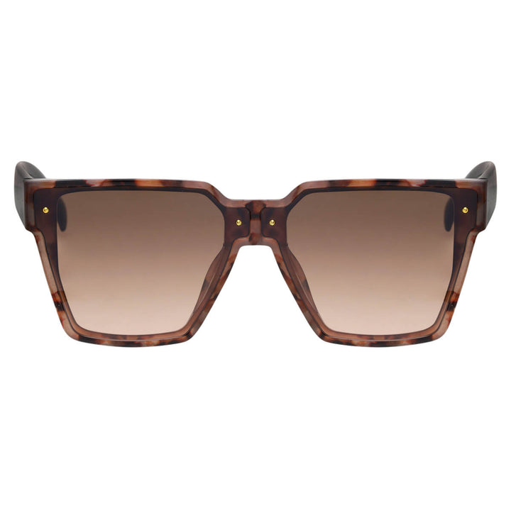 Large angled sunglasses with rivets