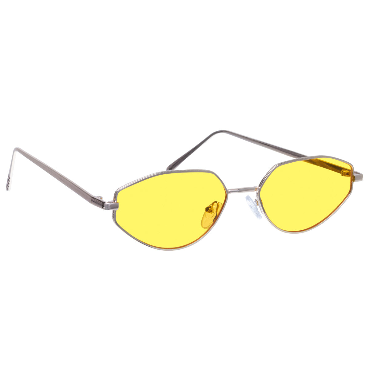 Angular oval sunglasses with metal frame