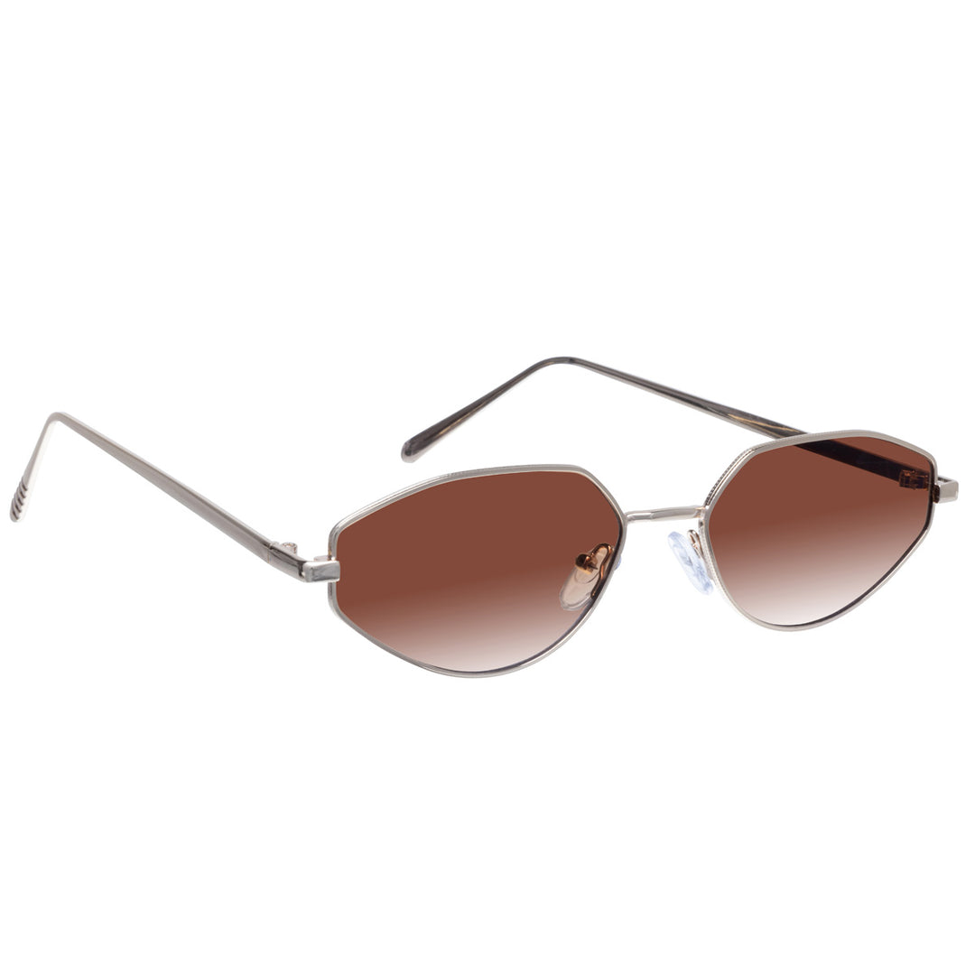 Angular oval sunglasses with metal frame