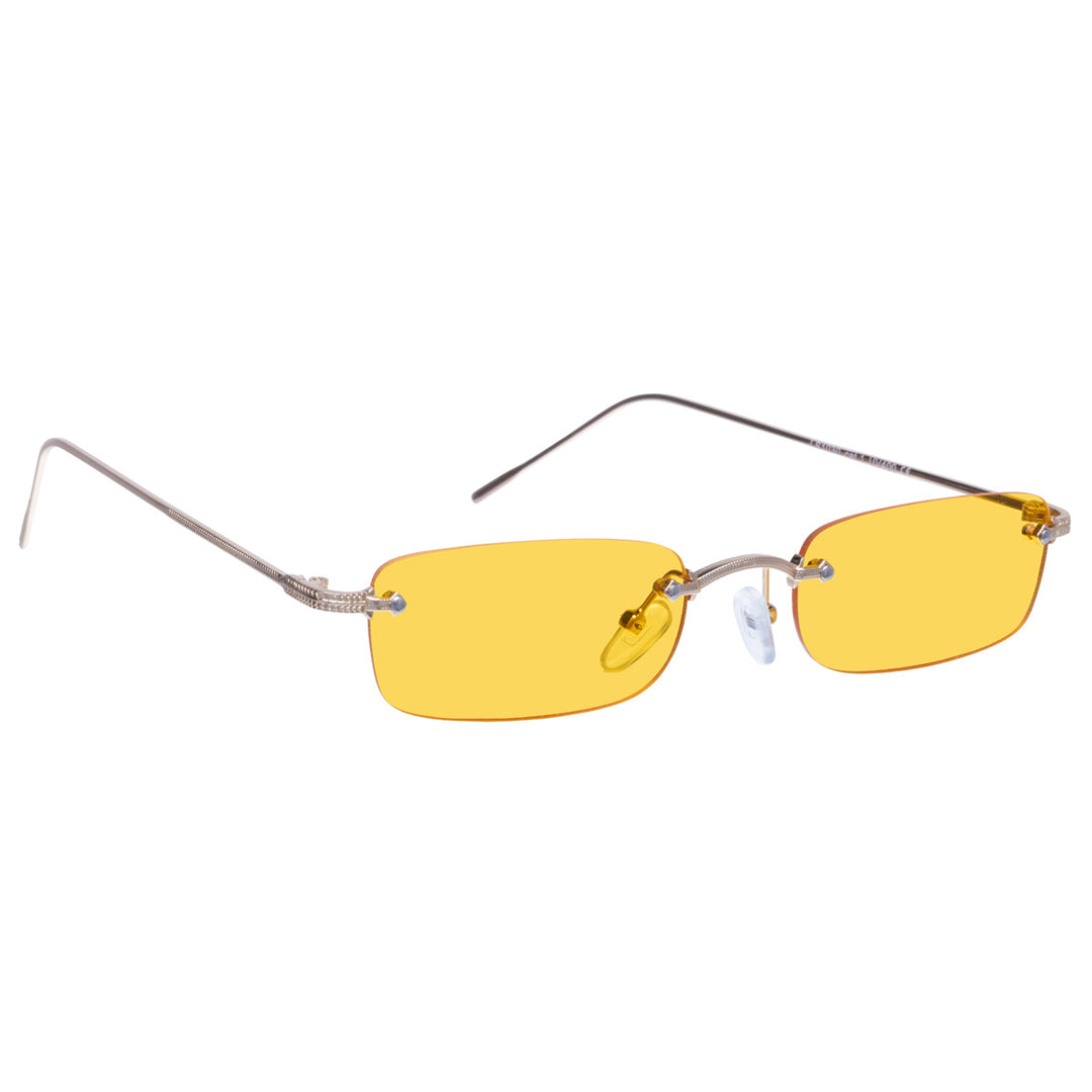 Low rectangular sunglasses without frames