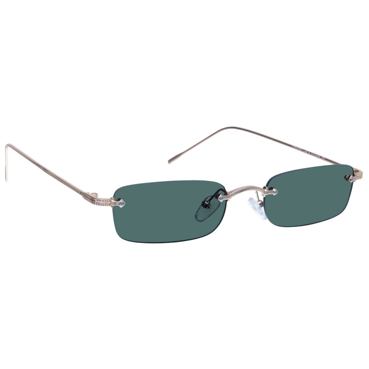 Low rectangular sunglasses without frames