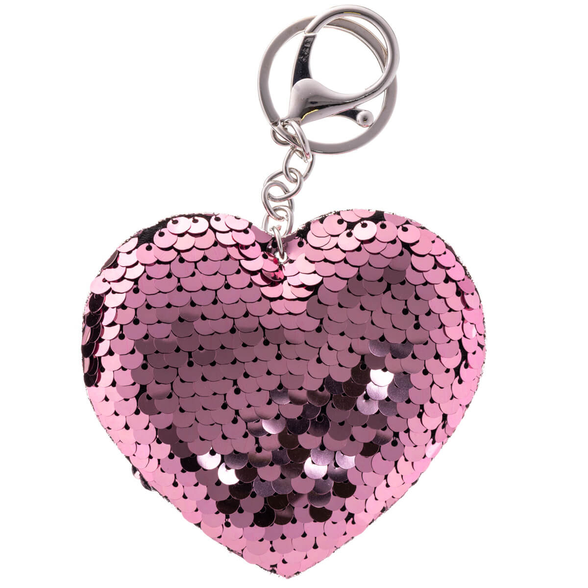 A sequin with heart keychain