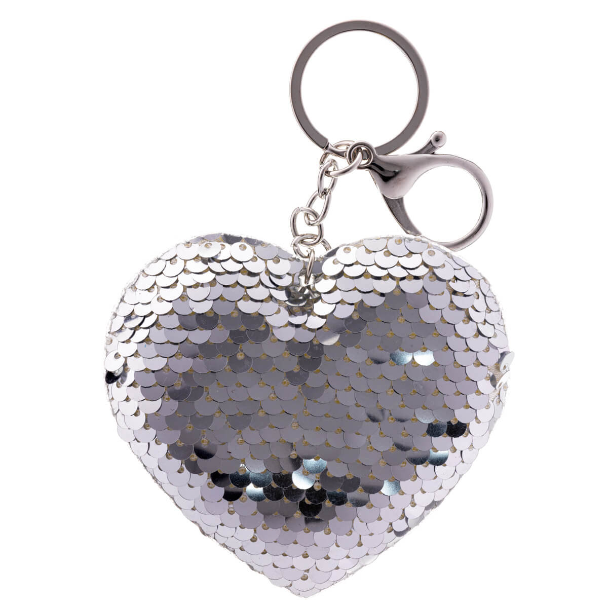 A sequin with heart keychain