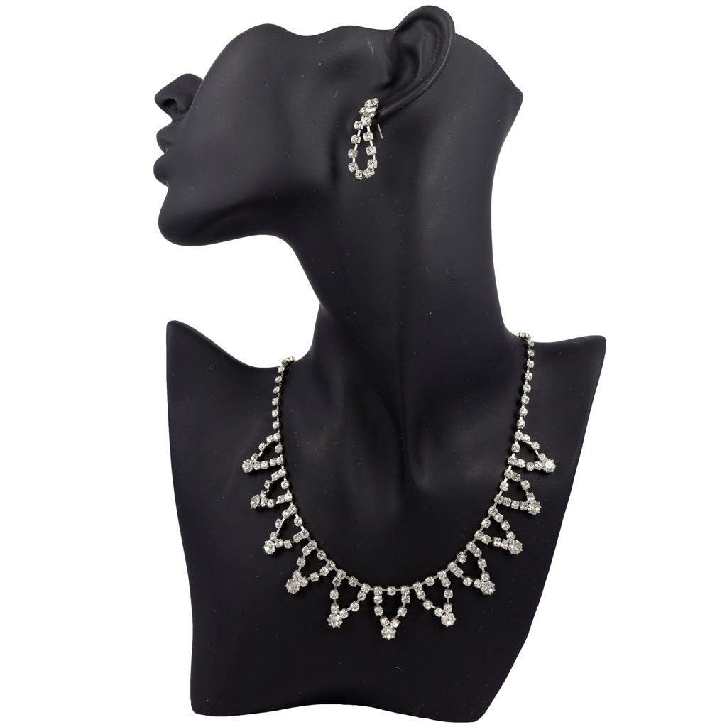 Rhinestone necklace earrings set